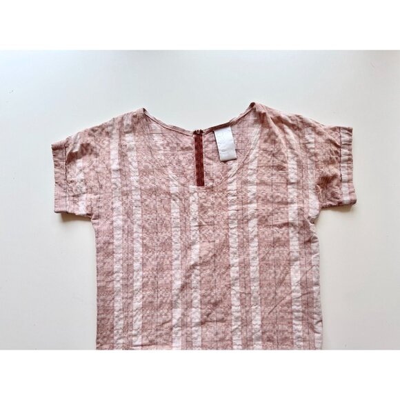 MEG Lazy Pink Red Plaid Check Cotton Seersucker Straight Midi Dress, Size M - Picture 7 of 15